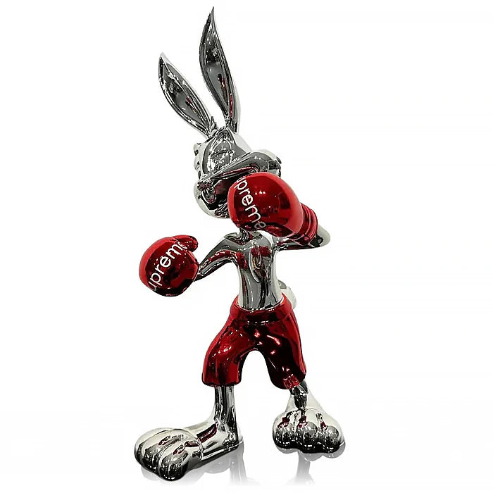 Custom Boxing Bunny Resin Candy Chrome Art Sculpture | Studio Pepito