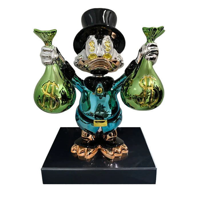 billionaire duck statue Scrooge with money bags | Studio Pepito Art Sculpture | Limited Edition